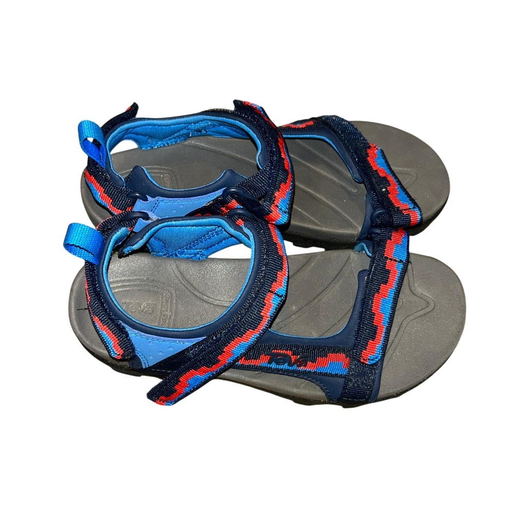 Teva Kids Tanza Sport Sandals Navy Red Geometric Water Shoes 1093489C Size 2